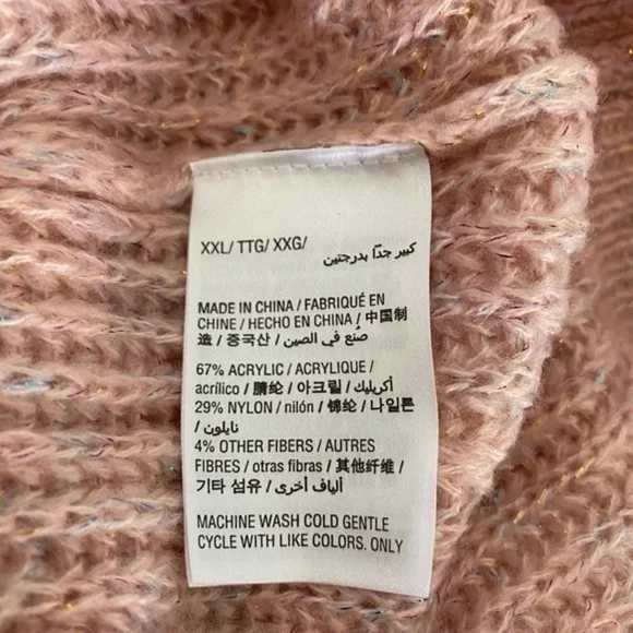 NWT INC Pink Cold Shoulder Sweater Size XXL - Picture 5 of 5